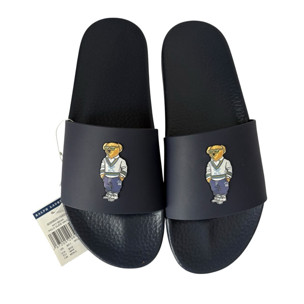 Polo Ralph Lauren Men’s Navy Blue Polo Bear Slides Size 11 NWT